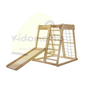 Indoor Multi-FUNction Kids Wooden Climbing Frame with Slide and Swing