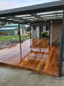 Decking, fencing and landscaping.