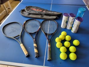 3 x Tennis Racquets and Balls
