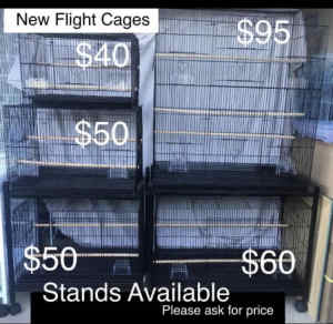 BRAND NEW 5 sizes from $40ea see details, flight cages trolleys extra