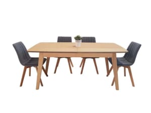 NEW Alexandria 1.8 Extendable Dining Table with 6 Grey fabric chairs