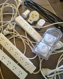Power cords, extension leads, laptop (just come by, super cheap)