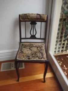 83cm Vintage Wooden Tapestry Dining Chair. Good Condition. Carlingford