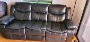 Black Leather couch 5 seater recliner