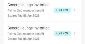 Qantas lounge pass (x2) expire 8 Apr 2025