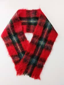 100% Mohair Scottish Red Tartan Scarf. Unisex, Can Post