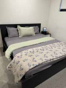 IKEA Malm - King Size Bed, Mattress & 1 Bedside Table