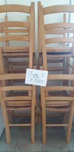 Set of 8 Used Wooden Frame Provincial Rush Chairs!