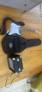 Sx guitar for sale,amp and case