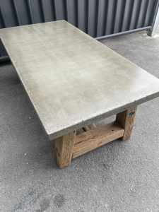Concrete coffee table with natural Ironbark hardwood legs