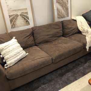 Brown Suede L Shaped Lounge