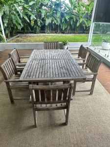 Timeless Extendable Outdoor Teak Table and Chairs for Sale!