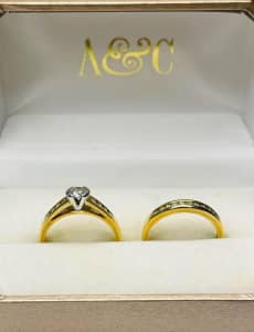 18ct Yellow and White Gold Diamond Bridal Set ..NEW NEVER WORN!! 