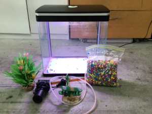 Fish tank with led lights ,no leaks,comes with rocks ,filter,air stone
