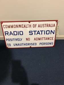 Commonwealth of Australia Radio Station Enamel Sign