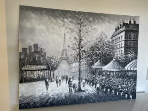 Paris Eiffel Tower black and white framed painting