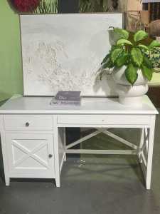 Hamptons style white desk with draw & cupboard Space