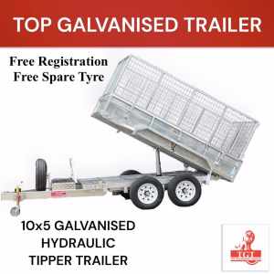 10x5 Hydraulic Tipper Trailer Galvanised 3.5t ATM Free Registration Fr