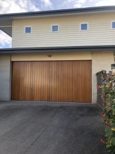 Cedar tilt double garage door
