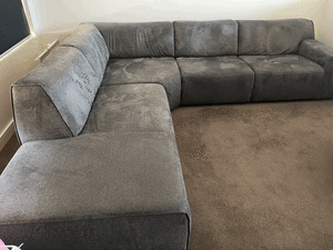 Natuzzi sofa L shape grey micro suede