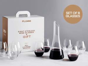 Plumm 8x Wine Glasses & 1x Decanter Gift Set