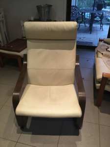 Ikea Poang cream leather chair