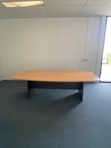 Boat Shape Boardroom Table-Beech and Ironstone-2400mm x 1200mm
