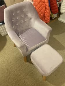 Fantastic furniture mauve velvet children’s chair and ottoman 