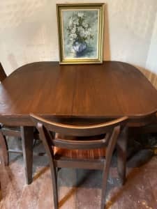 Extendable Wooden Dining Table 4 Chairs Glass Top