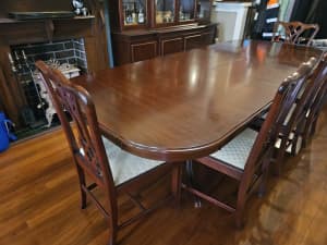 Antique extendable dining table and 6 chairs by J McCain Furniture Pty