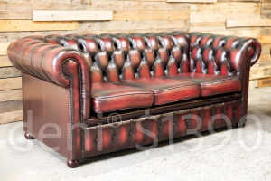 3 Seater Chesterfield Genuine Leather Lounge. Excellent Condition