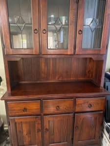 Wooden buffet unit with glass display cabinet