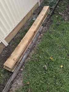 Timber sleeper x 3 new and old recovered fence pieces