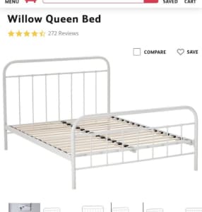 WILLOW queen bed frame with slats