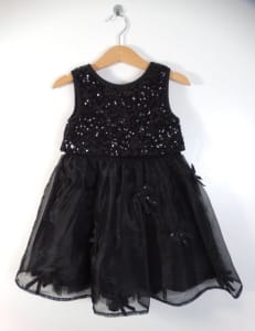 Next Girls Black Formal Dress Sequin Velvet Taffeta Age 2-3 Size 3