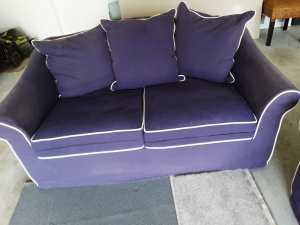 2 Hampton Style sofas Royal Blue with white piping Genuine Bargain