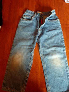 Size 6 Boys Esprit denim jeans and Black Gumboots pants
