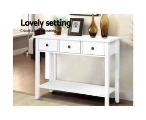 Assembled Hallway Console Entry Table 3 Drawers Display White