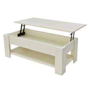 Lift Up Coffee Table with Storage-White (demo)