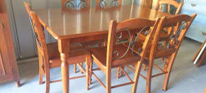 Polished timber dining set
