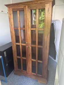 Wood and glass display cabinet