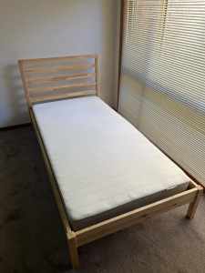 Single bed Ikea Tarva + Husvika mattress