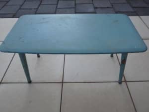 Retro Vintage COFFEE TV TABLE c1970s Painted Teal Green 76Lx28Wx40H