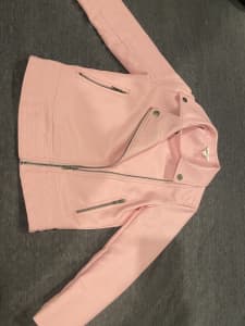 Light pink girls leather jacket size 6