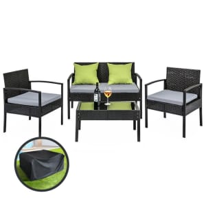 Gardeon Outdoor Furniture Lounge Setting Garden Patio Wicker Cover Tab
