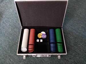 Gambling chips in carry case