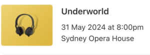 Vivid Underworld ticket x 1 - 31/05/24