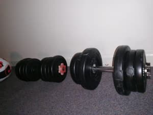 Long Iron bar bell & Two Iron Barbells & 10 kg Weights 20kg 