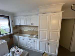Office girl work cabinets paint services
