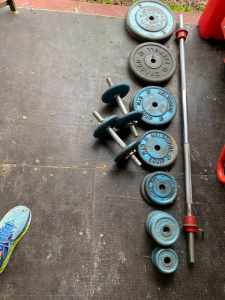 Weight Set, Bar Bell & Dumbell , numerous weights